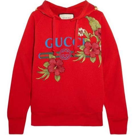 flower rose print with gucci hoodie|Jersey hooded sweatshirt in beige .